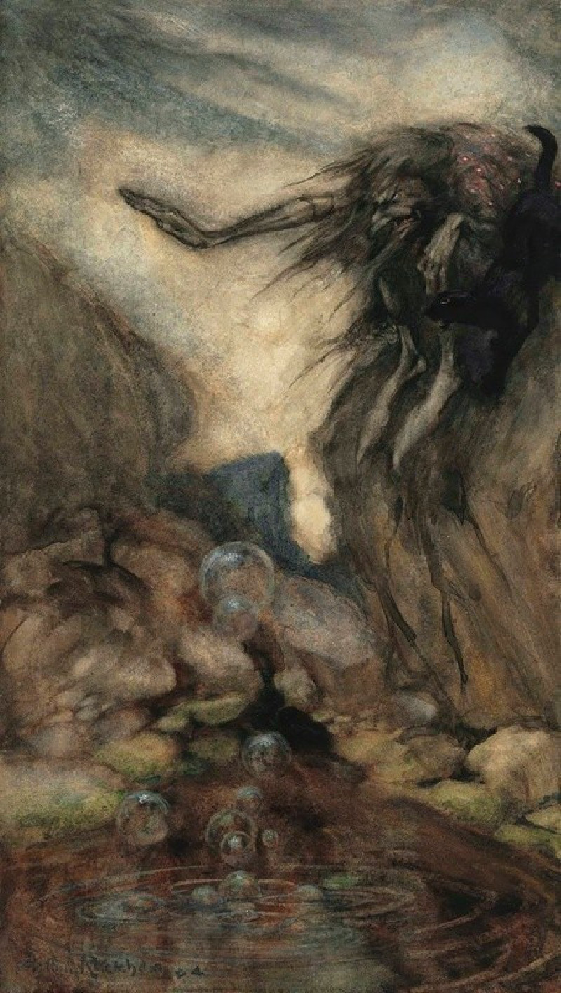 Arthur Rackham reprodukcija The Witch’s Pool (1904), VISOS REPRODUKCIJOS , paveikslai, reprodukcijos internetu