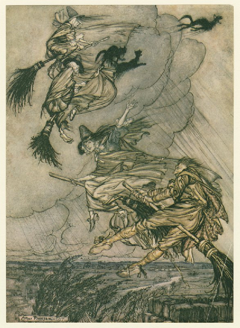 Hey! up the chimney, lass! Hey after you! (1911) reproduction of painting by Arthur Rackham. ALL GICLEE PRINTS