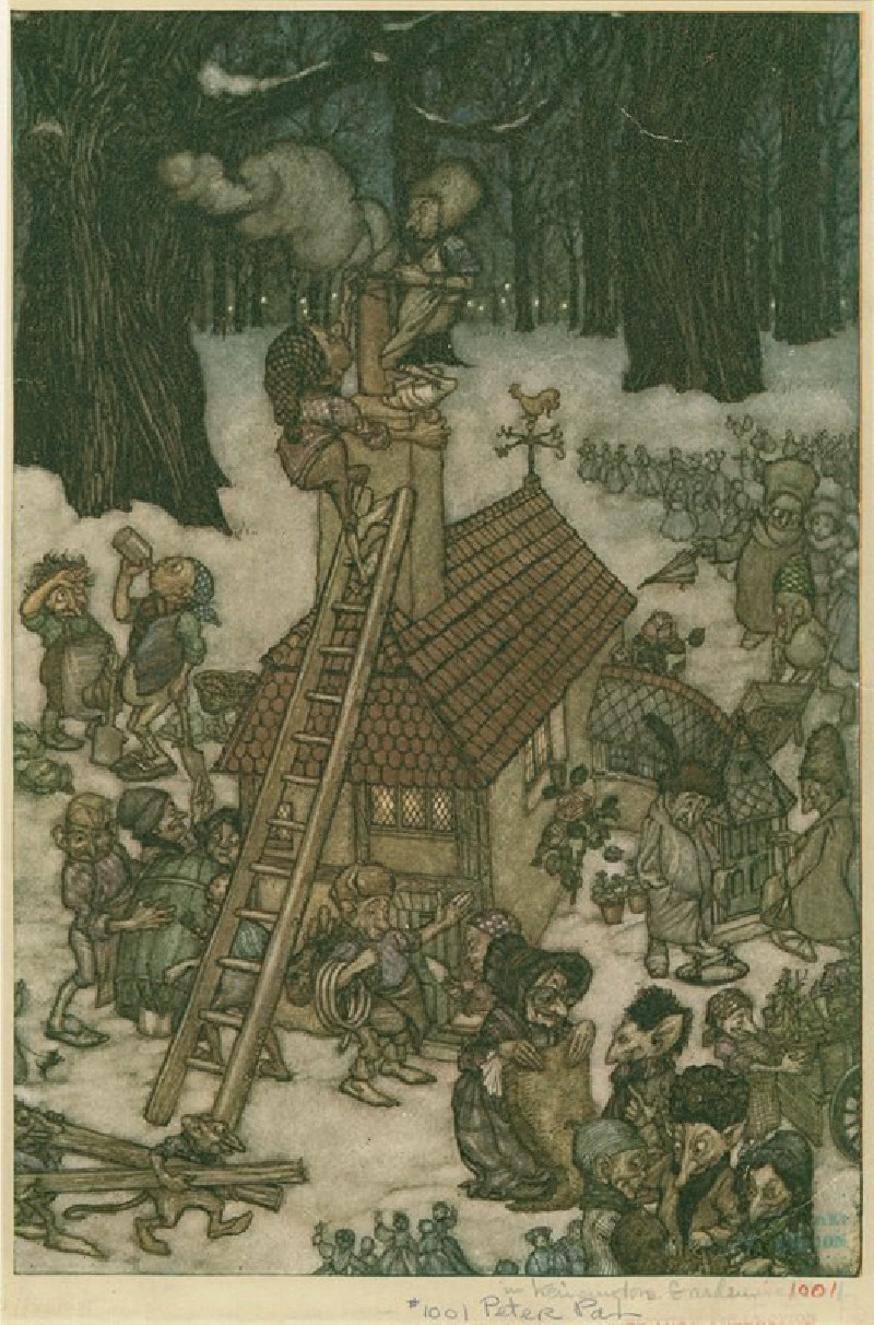 Building the house for Maimie (1913) reproduction of painting by Arthur Rackham. ALL GICLEE PRINTS