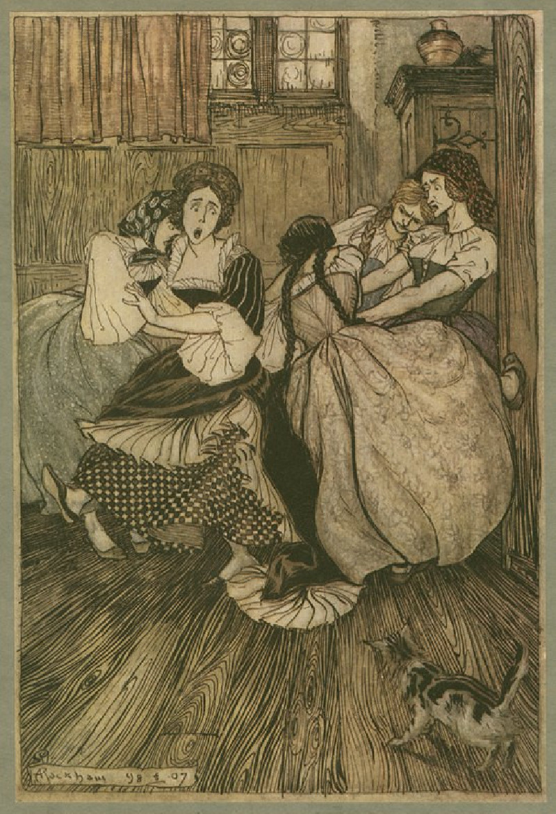 And the maids cried ‘good gracious, how very tenacious!’ (1911) reproduction of painting by Arthur Rackham. ALL GICLEE PRINTS