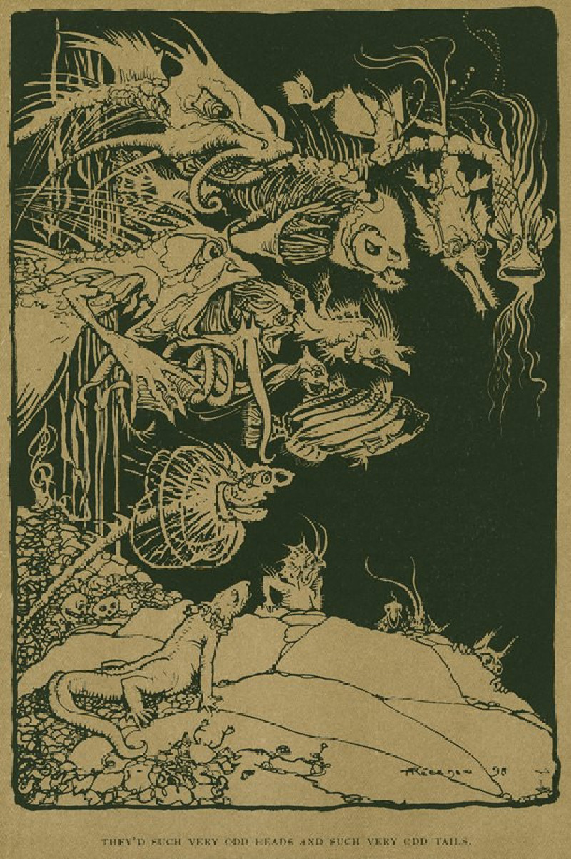 Arthur Rackham reprodukcija They’d such very odd heads and such very odd tails. (1911), VISOS REPRODUKCIJOS , paveikslai, rep...