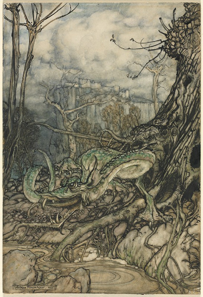 The Green Dragon (1910) reproduction of painting by Arthur Rackham. ALL GICLEE PRINTS