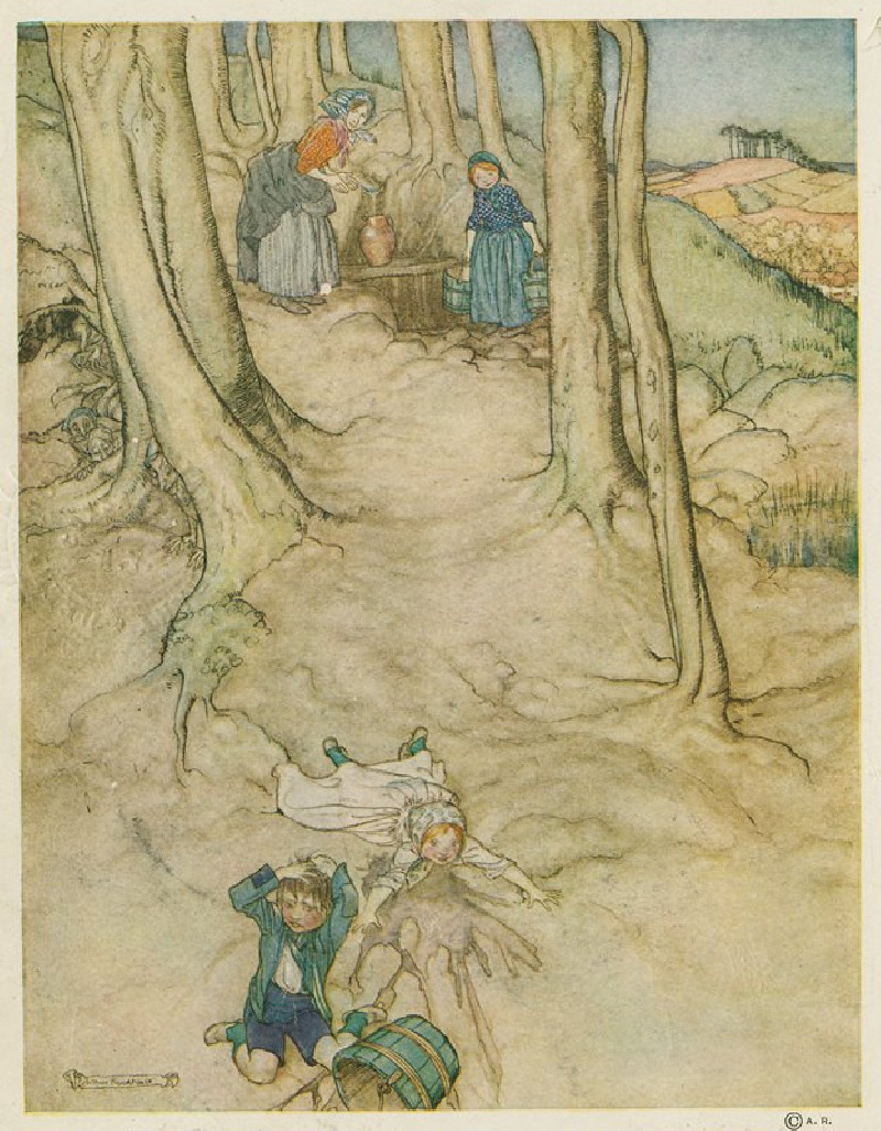 Jack and Jill (1913) reproduction of painting by Arthur Rackham. ALL GICLEE PRINTS