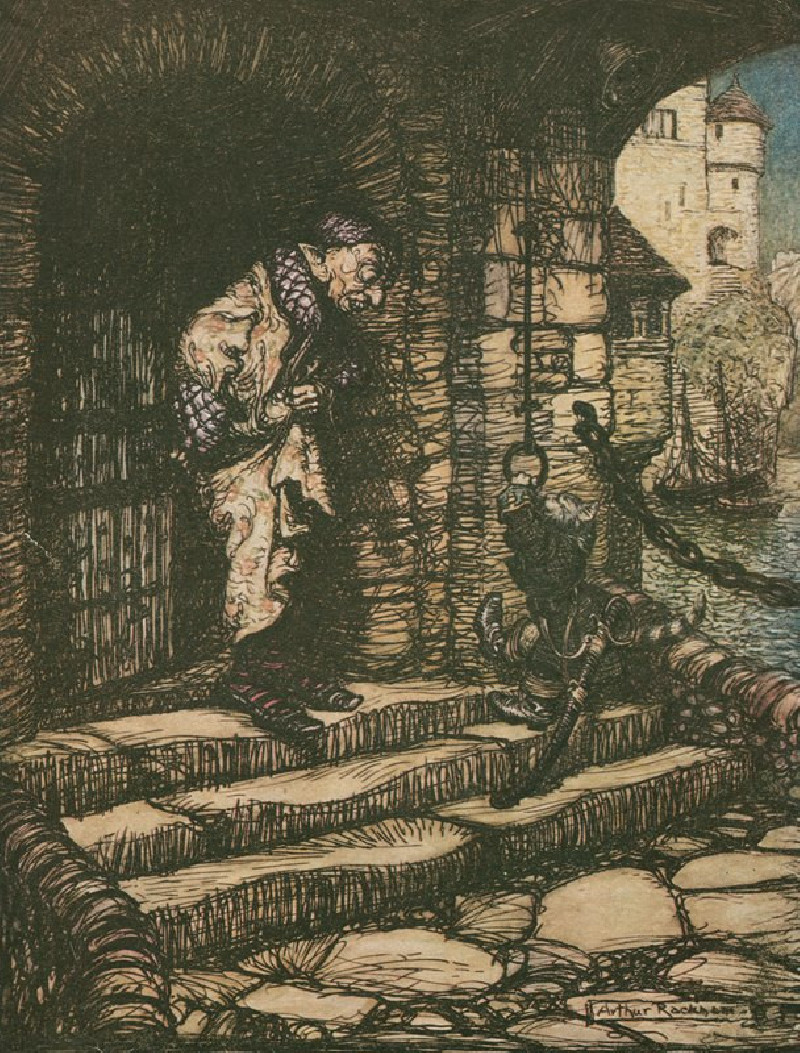 Puss in boots. (1911) reproduction of painting by Arthur Rackham. ALL GICLEE PRINTS