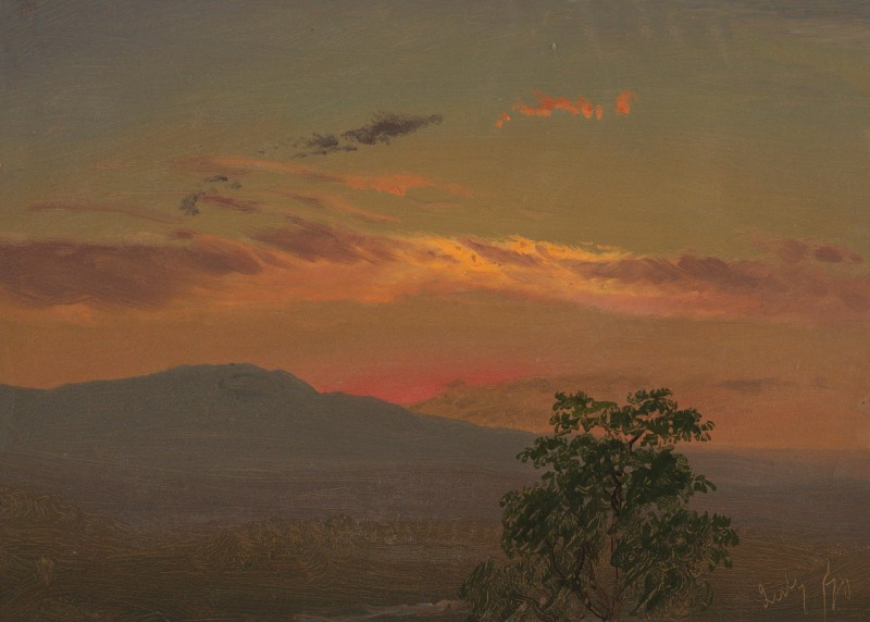 Frederic Edwin Church reprodukcija Landscape at sunset, Hudson, N.Y. (1870), VISOS REPRODUKCIJOS , paveikslai, reprodukcijos ...