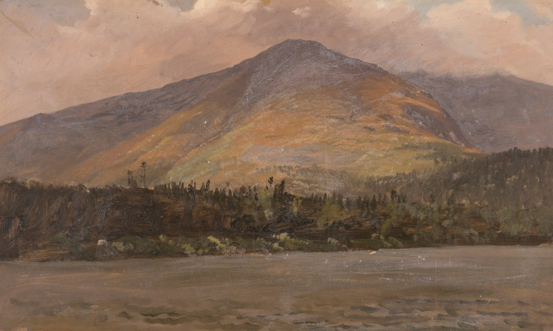 Mt. Katadhin, Showing Pomola and the Great Basin from Sandy Bottom Pond (ca. 1877) reproduction of painting by Frederic Edwin...