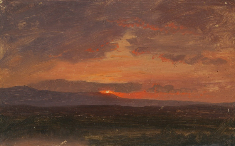 Hudson Valley, New York with Sun Setting Behind the Catskill Mountains (1855–65) reproduction of painting by Frederic Edwin C...