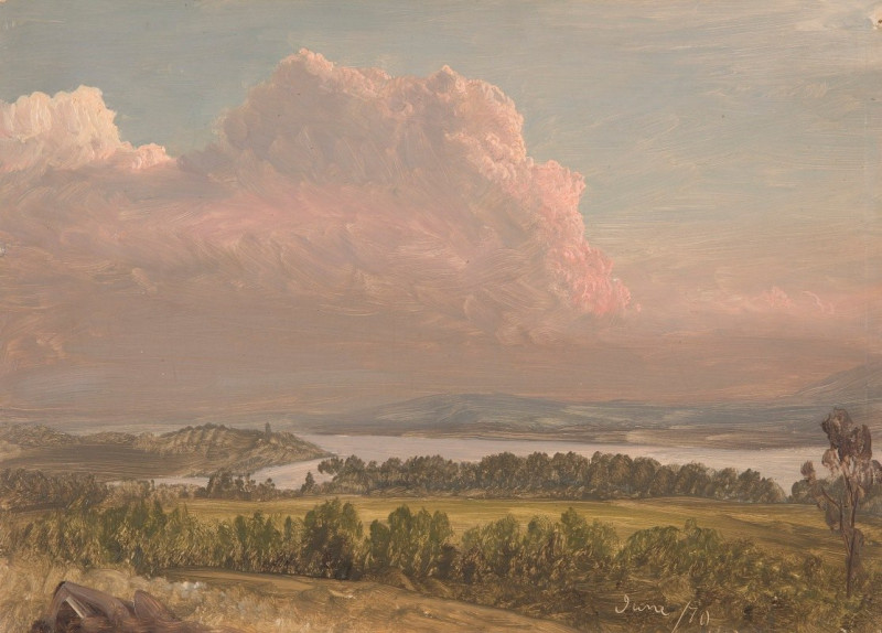 Sunset across the Hudson Valley (1870) reproduction of painting by Frederic Edwin Church. ALL GICLEE PRINTS