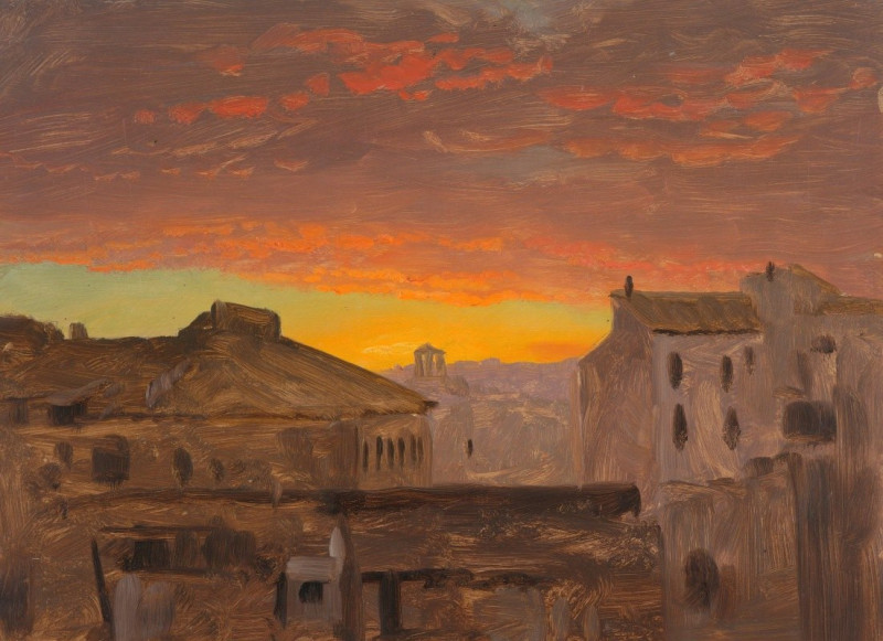 Rome, Rooftops at Sunset (1868–69) reproduction of painting by Frederic Edwin Church. ALL GICLEE PRINTS