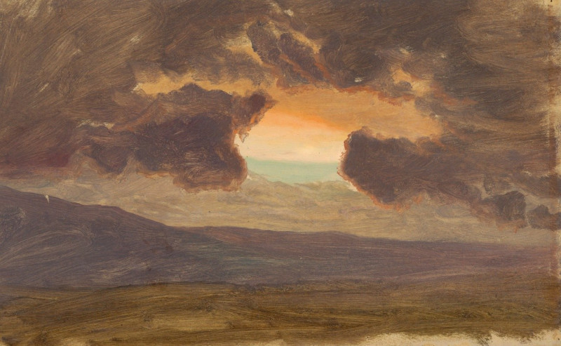 Sunset over bare hills (1870–80) reproduction of painting by Frederic Edwin Church. ALL GICLEE PRINTS