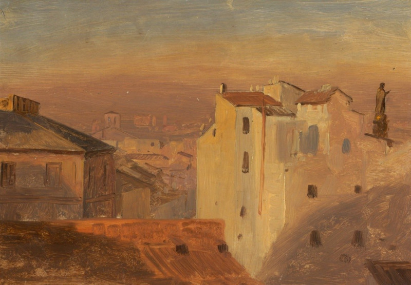 Rooftops, Rome, Italy (1868–69) reproduction of painting by Frederic Edwin Church. ALL GICLEE PRINTS