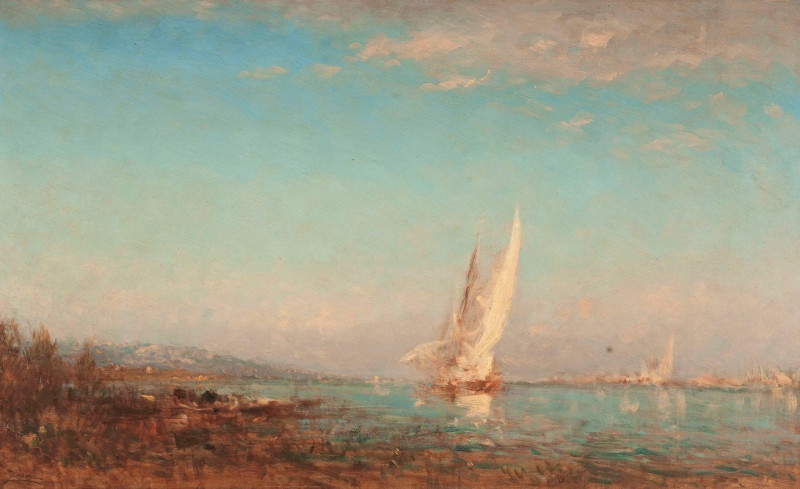 Martigues, La Voile Blanche (1890-1895) reproduction of painting by Félix Ziem. ALL GICLEE PRINTS