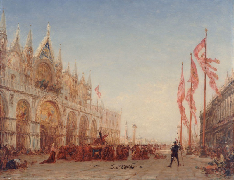 Venise, Procession De La Saint-Georges (1870) reproduction of painting by Félix Ziem. ALL GICLEE PRINTS