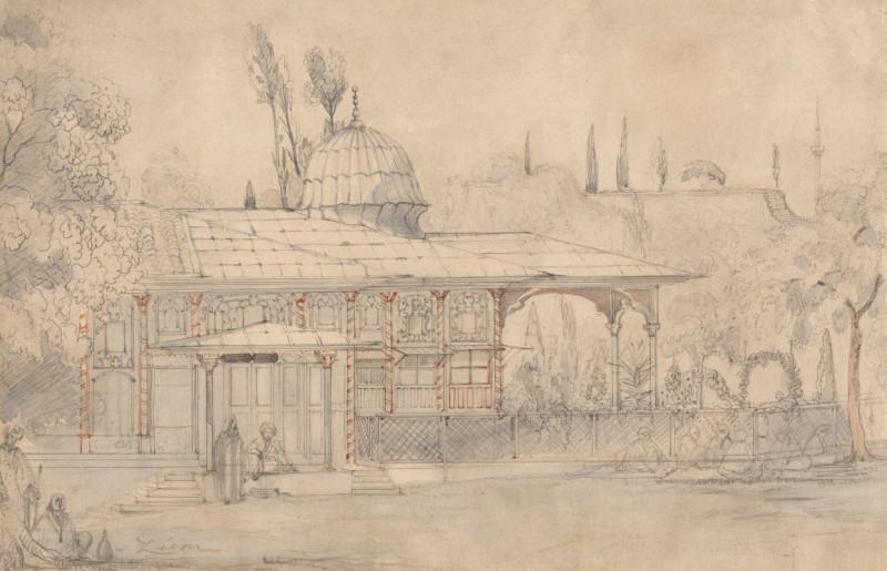 Pavilion Near a Mosque (recto) (1800s) reproduction of painting by Félix Ziem. ALL GICLEE PRINTS