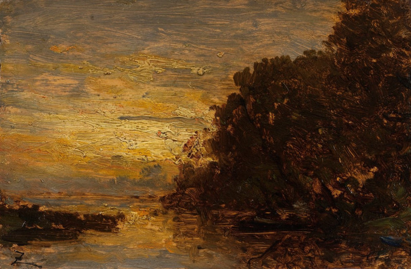 La Seine à Billancourt, coucher de soleil (19th century) reproduction of painting by Félix Ziem. ALL GICLEE PRINTS