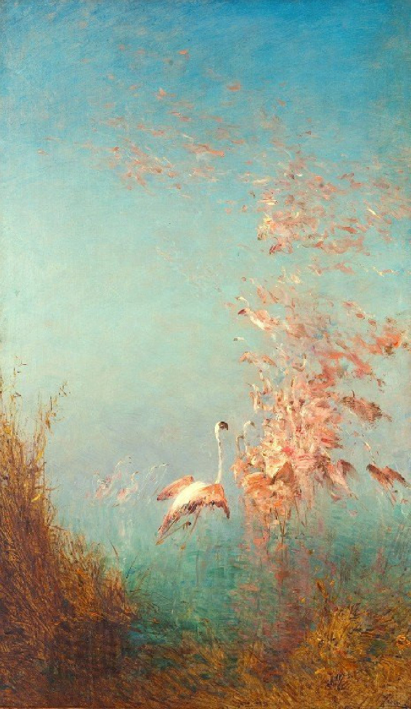 Envol De Flamants Roses, Étang De Vaccarès (1890-1895) reproduction of painting by Félix Ziem. ALL GICLEE PRINTS