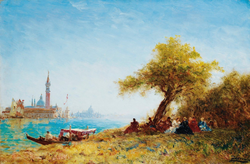 Resting In The Countryside Near venice reproduction of painting by Félix Ziem. ALL GICLEE PRINTS