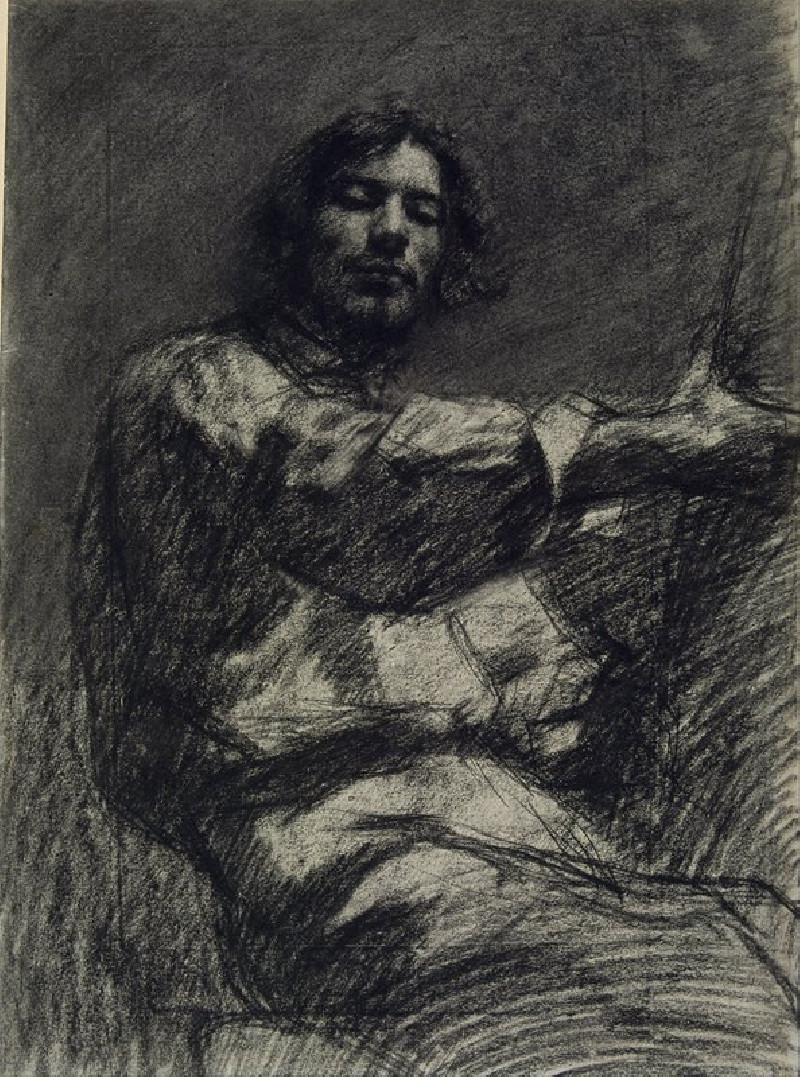 Gustave Courbet reprodukcija Young Man Sitting, Study. Self-Portrait known as At the Easel (circa 1847), VISOS REPRODUKCIJOS ...