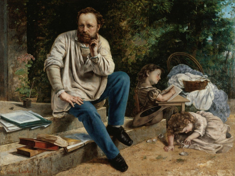 Pierre-Joseph Proudhon et ses enfants en 1853 (1865) reproduction of painting by Gustave Courbet. ALL GICLEE PRINTS