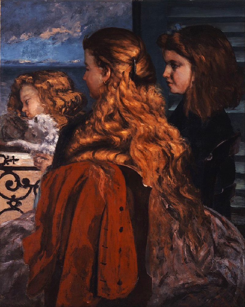 Three Young Englishwomen by a Window (1865) reproduction of painting by Gustave Courbet. ALL GICLEE PRINTS