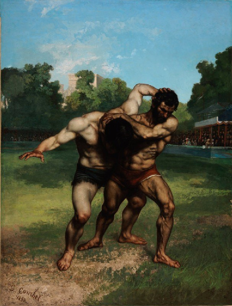 The Wrestlers reproduction of painting by Gustave Courbet. ALL GICLEE PRINTS