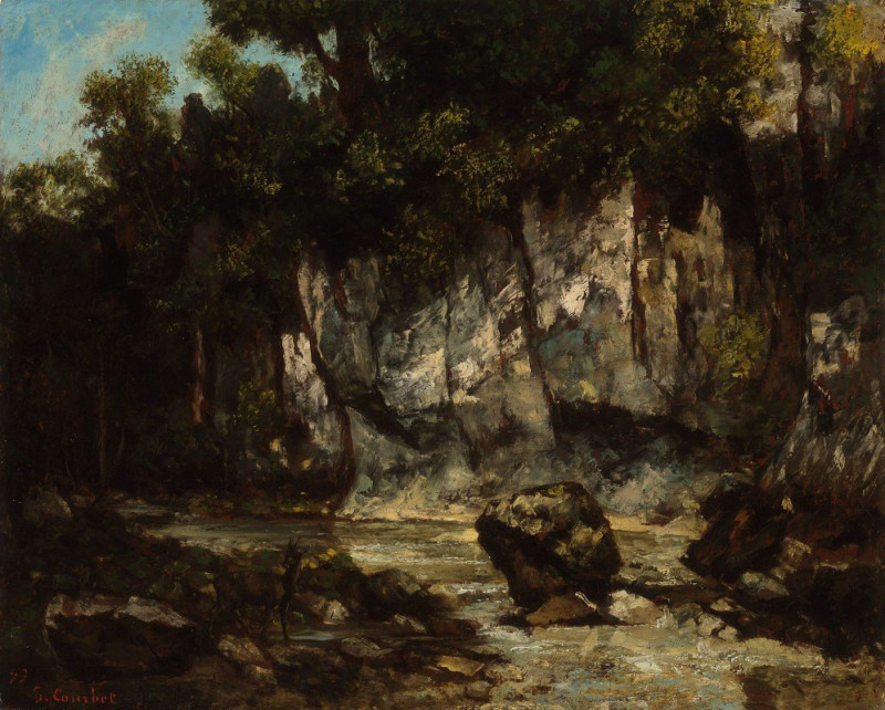 Landscape with stag (1873) reproduction of painting by Gustave Courbet. ALL GICLEE PRINTS