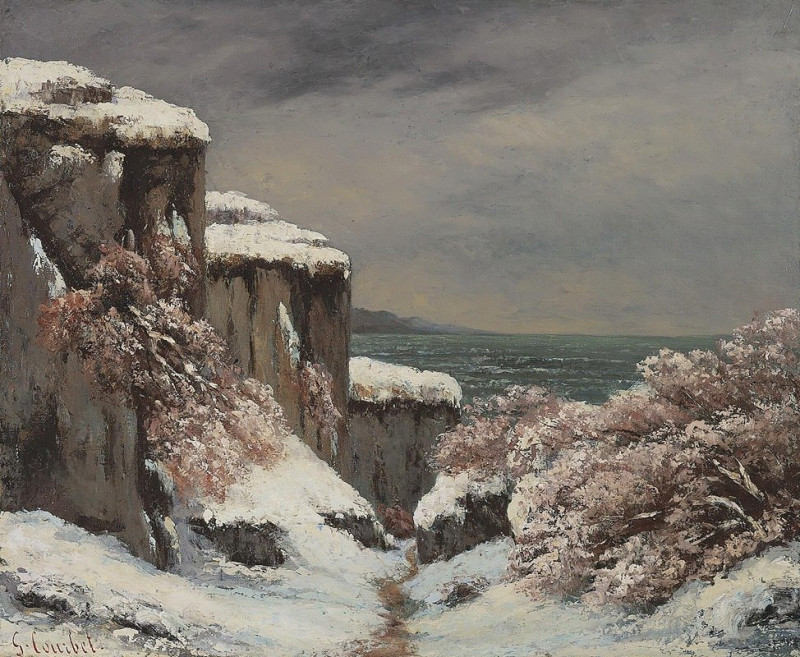 Falaises Au Bord De La Mer Sous La Neige reproduction of painting by Gustave Courbet. ALL GICLEE PRINTS