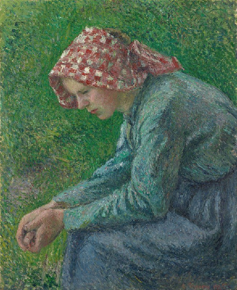 A Seated Peasant Woman (1885) reproduction of painting by Camille Pissarro. ALL GICLEE PRINTS