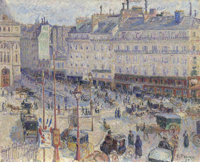 The Place du Havre, Paris (1893) reproduction of painting by Camille Pissarro. ALL GICLEE PRINTS