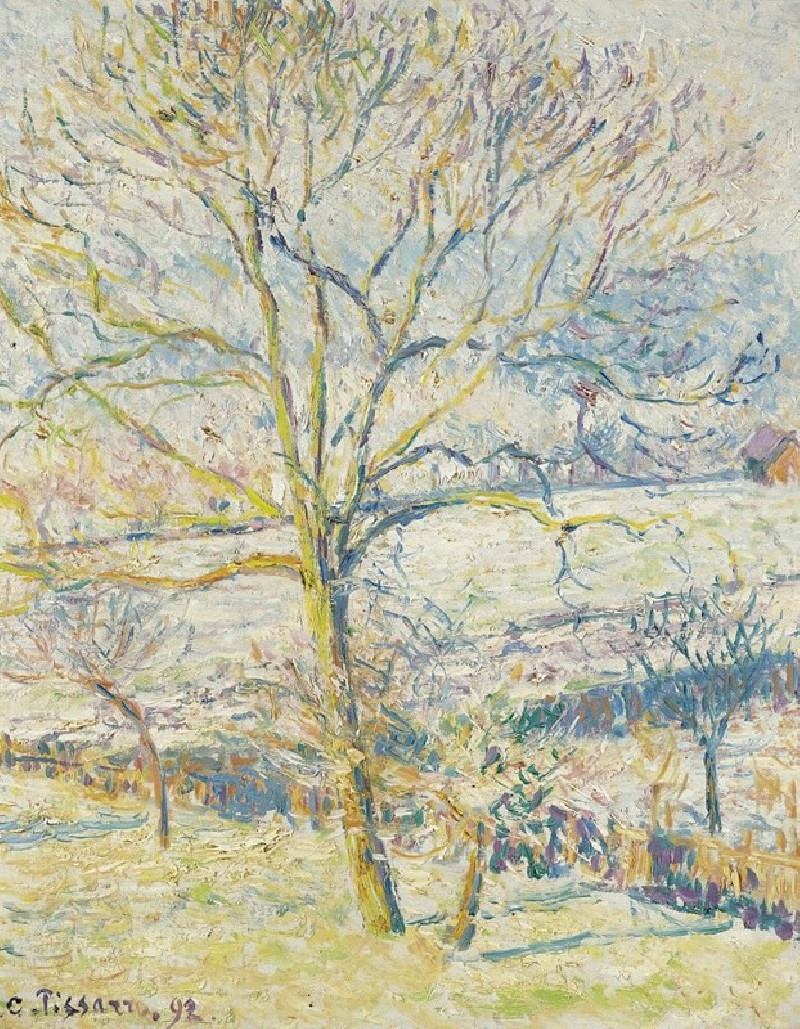 Le Grand Noyer, Gelée Blanche Éragny (1892) reproduction of painting by Camille Pissarro. ALL GICLEE PRINTS