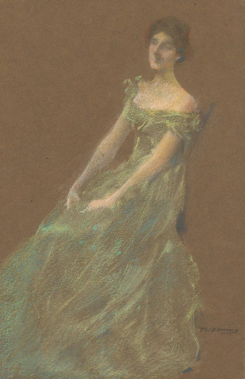 The Green Dress (c. 1910) reproduction of painting by Thomas Wilmer Dewing. ALL GICLEE PRINTS