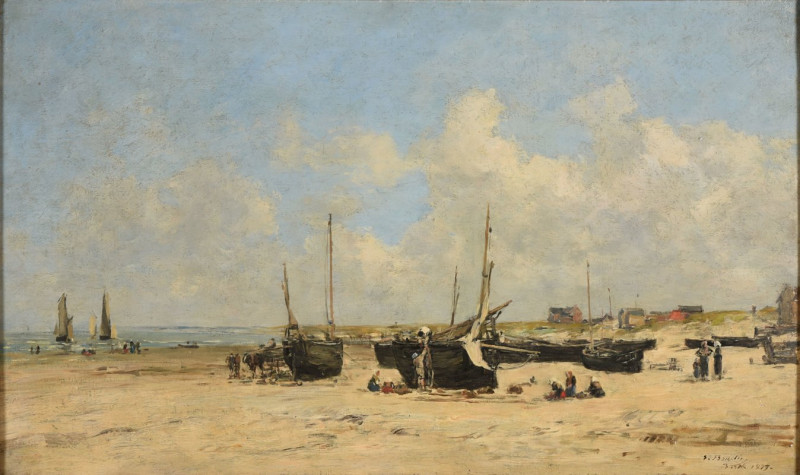 Plage de Berck à marée basse (1877) reproduction of painting by Eugène Boudin. ALL GICLEE PRINTS