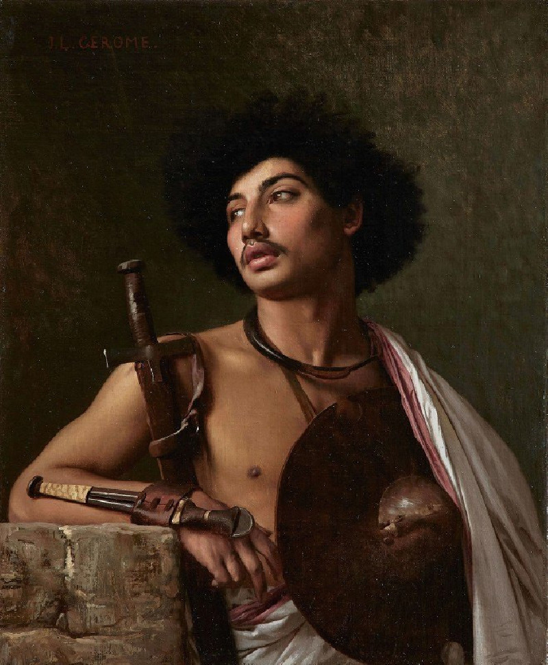 A Bischari Warrior reproduction of painting by Jean-Léon Gérôme. ALL GICLEE PRINTS