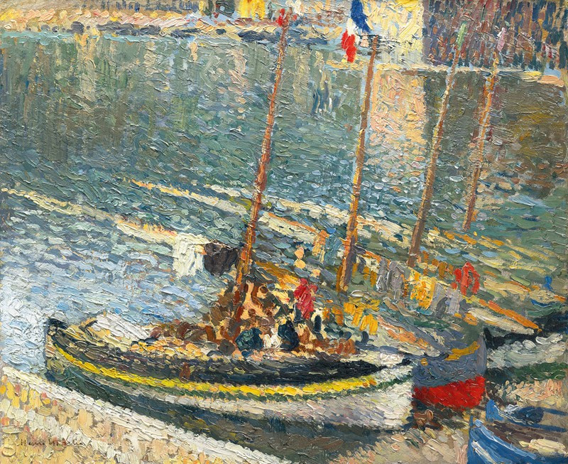 Barques à Collioure (le 14 Juillet) reproduction of painting by Henri Martin. ALL GICLEE PRINTS