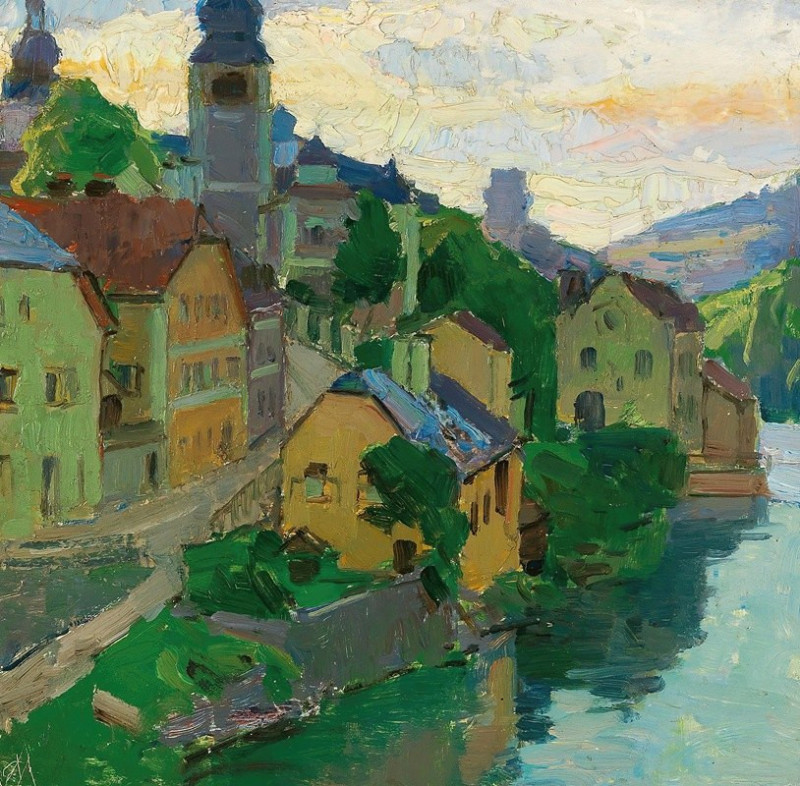 Waidhofen an der Ybbs (c. 1938) reproduction of painting by Carl Moll. ALL GICLEE PRINTS