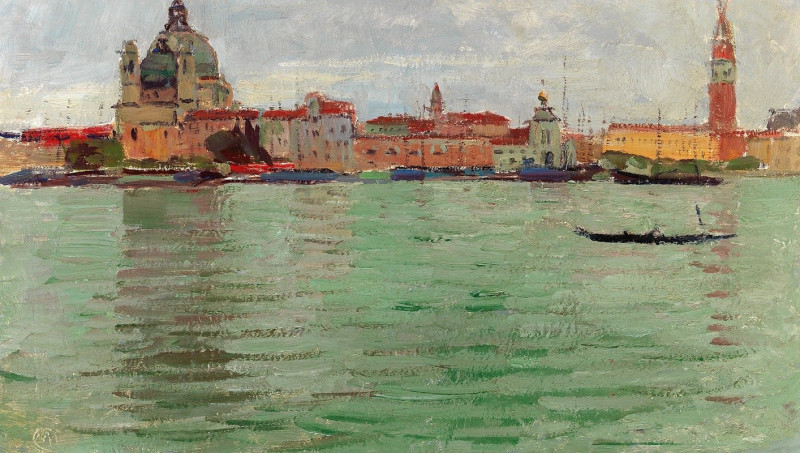 Carl Moll reprodukcija Venice, Santa Maria della Salute and Campanile di San Marco (c. 1922), VISOS REPRODUKCIJOS , paveiksla...