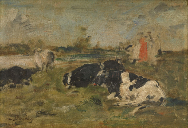 Cows on the meadow reproduction of painting by Eugène Boudin. ALL GICLEE PRINTS