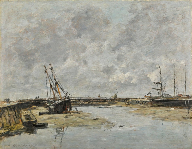 Trouville, les jetées, marée basse (1885) reproduction of painting by Eugène Boudin. ALL GICLEE PRINTS