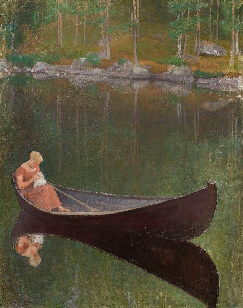 Woman In A Boat (1924) reproduction of painting by Pekka Halonen. ALL GICLEE PRINTS