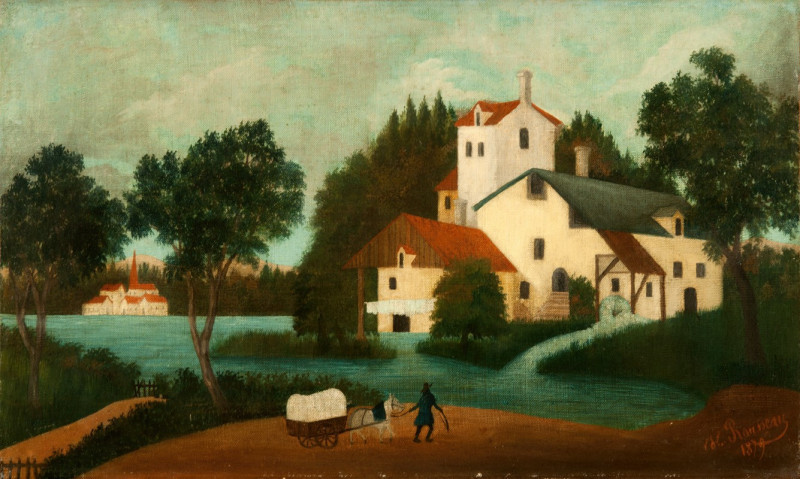 Landscape with Watermill (1879) reproduction of painting by Henri Rousseau. ALL GICLEE PRINTS