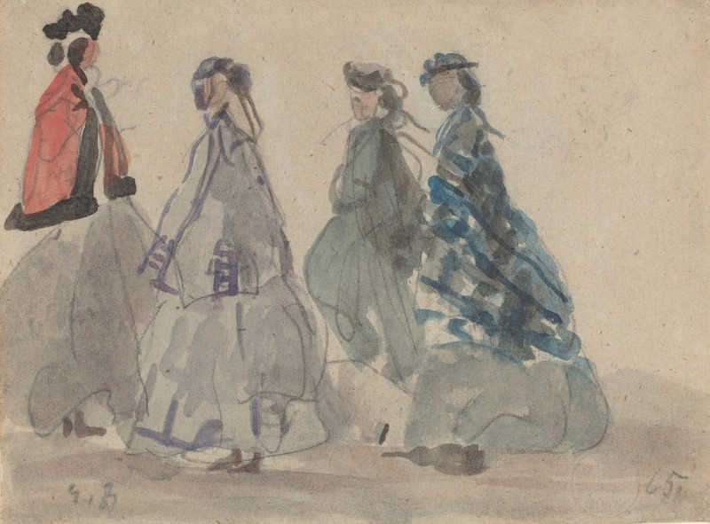 Eugène Boudin reprodukcija Four Women at Trouville (1865), VISOS REPRODUKCIJOS , paveikslai, reprodukcijos internetu