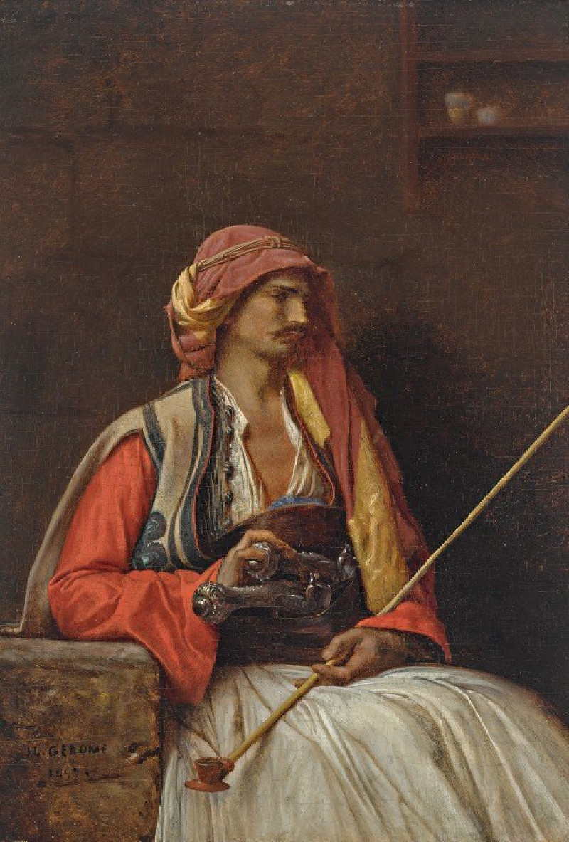 Seated Arnaut (1857) reproduction of painting by Jean-Léon Gérôme. ALL GICLEE PRINTS