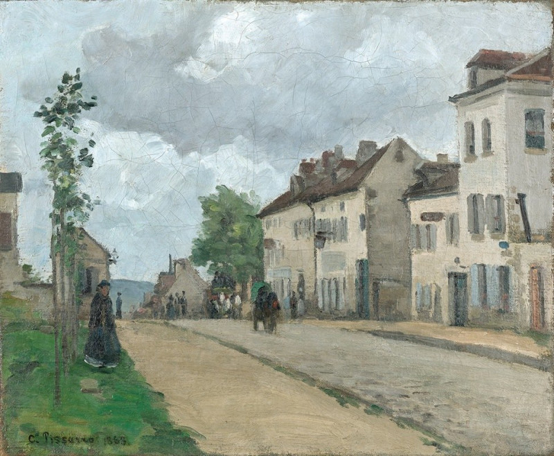 Straße in Pontoise (Rue de Gisors) (1868) reproduction of painting by Camille Pissarro. ALL GICLEE PRINTS