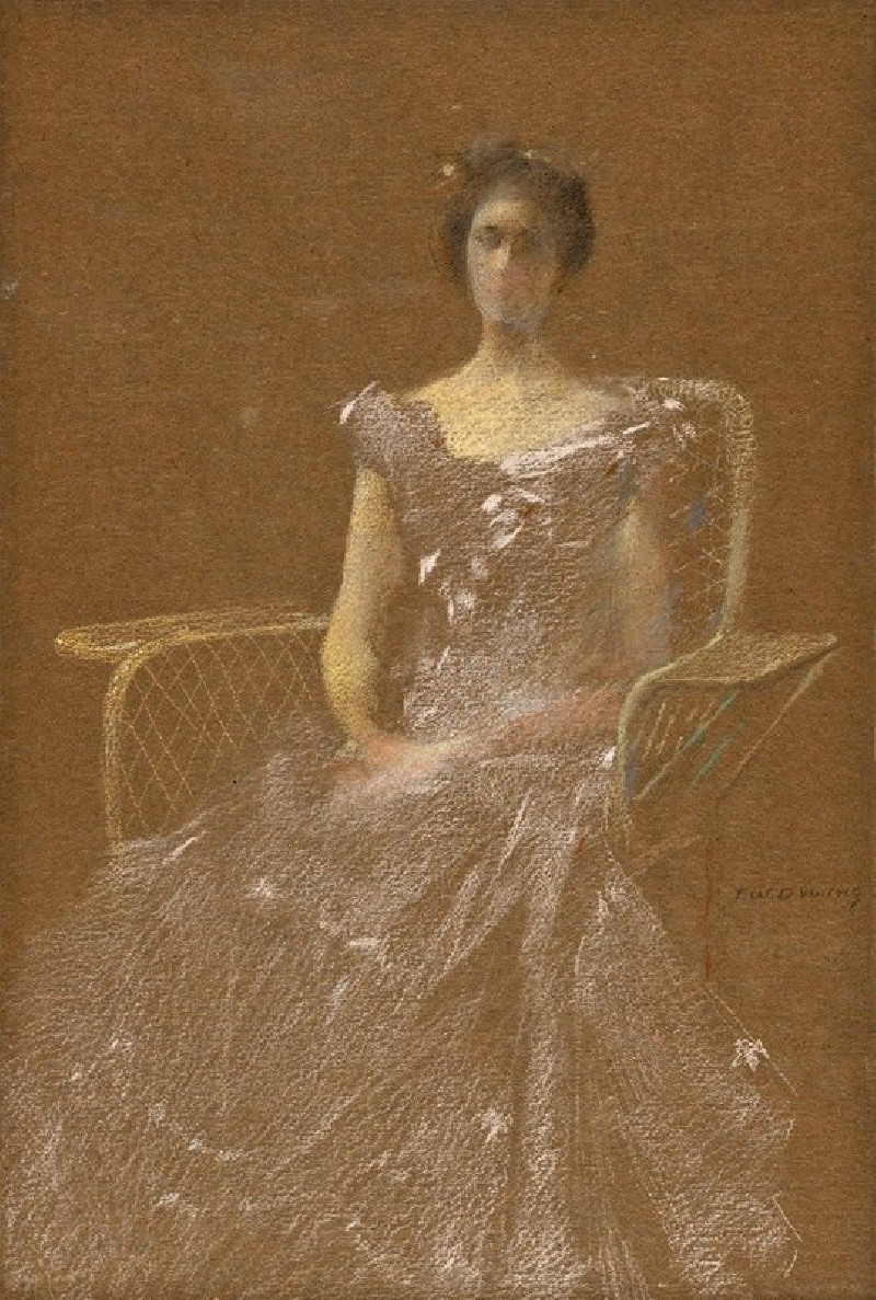 Lady in Rattan Armchair (circa 1895-1908) reproduction of painting by Thomas Wilmer Dewing. ALL GICLEE PRINTS