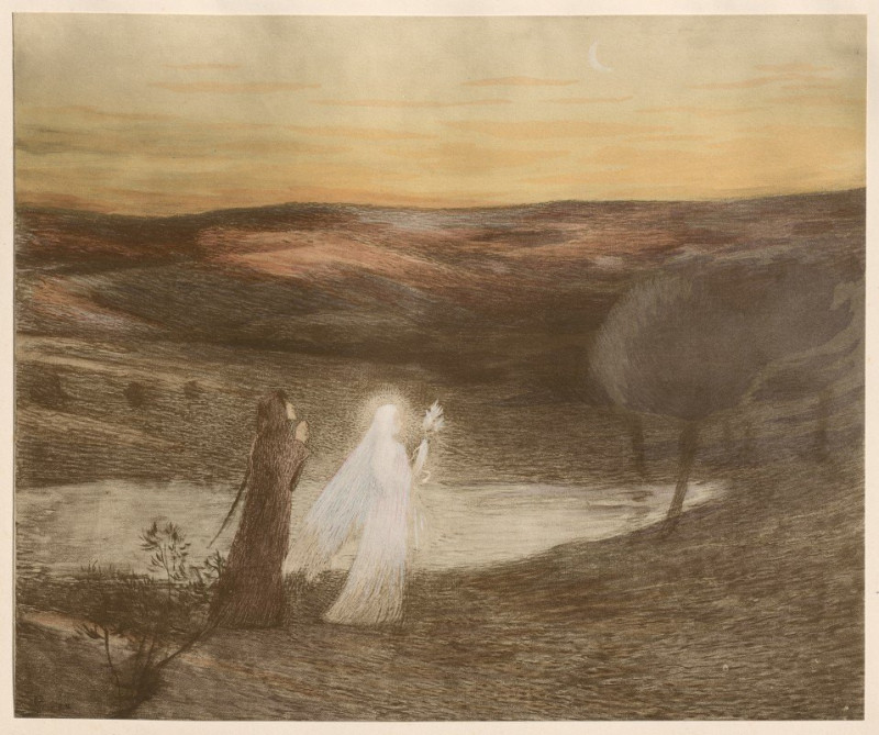 Dante Rencontre Béatrix (1899) reproduction of painting by Henri Martin. ALL GICLEE PRINTS