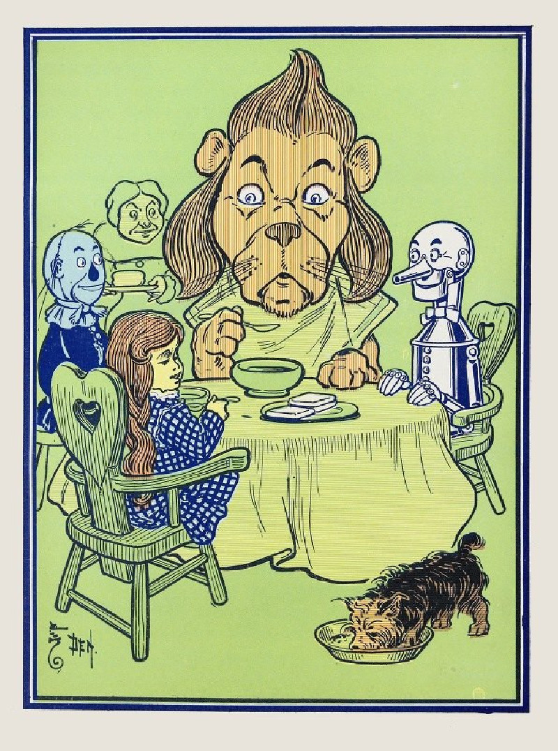 William Wallace Denslow reprodukcija The lion ate some of the porridge (1900), VISOS REPRODUKCIJOS , paveikslai, reprodukcijo...