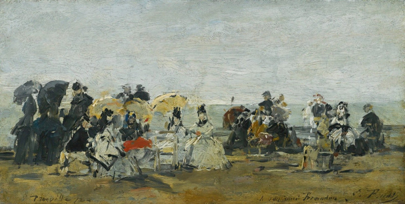 Scène De Plage À Trouville (1872) reproduction of painting by Eugène Boudin. ALL GICLEE PRINTS