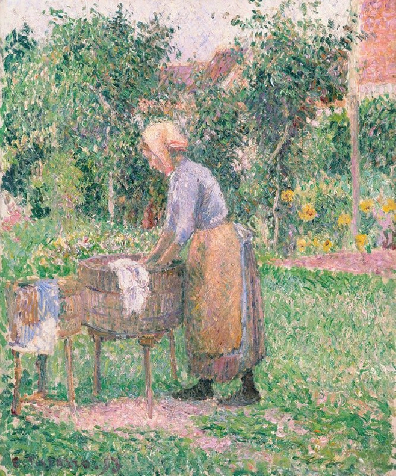 A Washerwoman at Éragny (1893) reproduction of painting by Camille Pissarro. ALL GICLEE PRINTS