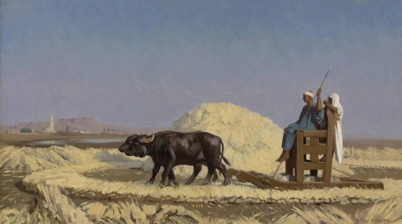 Jean-Léon Gérôme reprodukcija Egyptian Grain-Cutters, VISOS REPRODUKCIJOS , paveikslai, reprodukcijos internetu