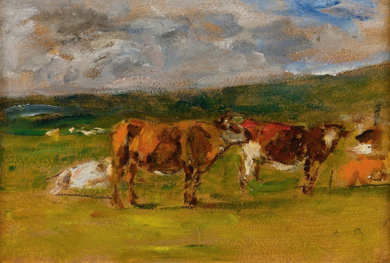 Vaches Au Pâturage (Étude) (circa 1880-1885) reproduction of painting by Eugène Boudin. ALL GICLEE PRINTS